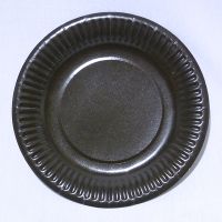 Черная бумажная тарелка 180 мм солнышко