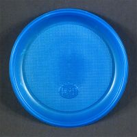 Одноразовая синяя пластиковая тарелка 165 мм ПС